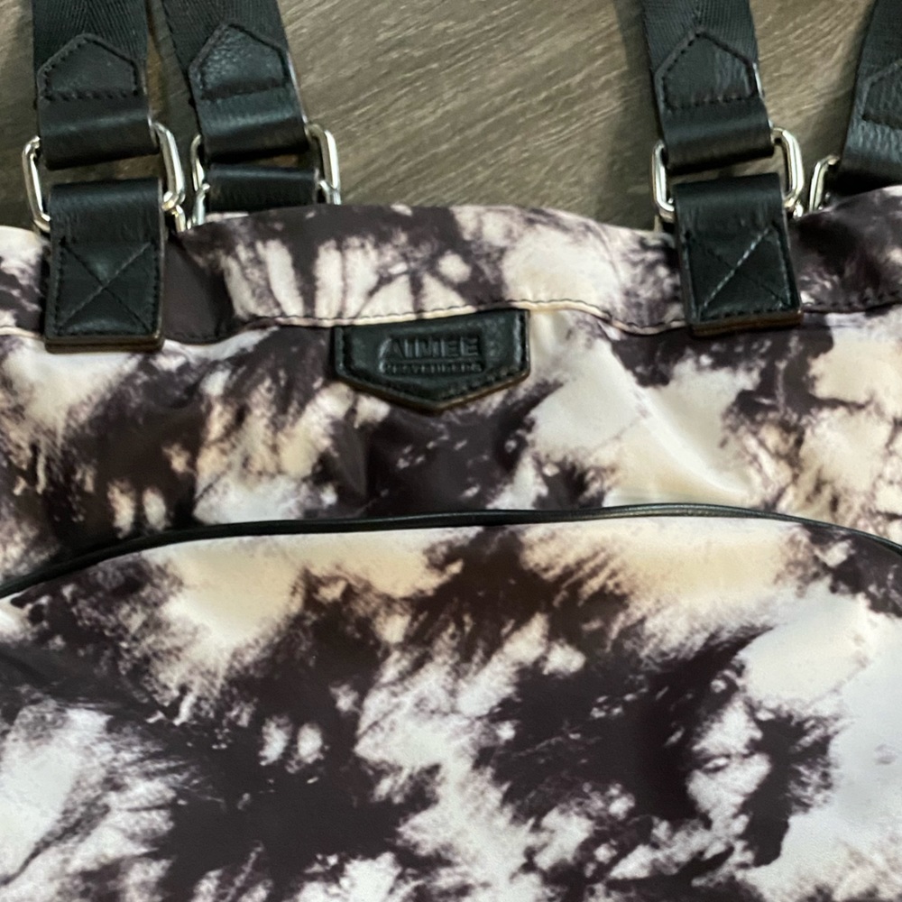 Aimee Kestenberg Lighten Up Vanilla Black/White Tie Dye Nylon Tote purse - Picture 5 of 9